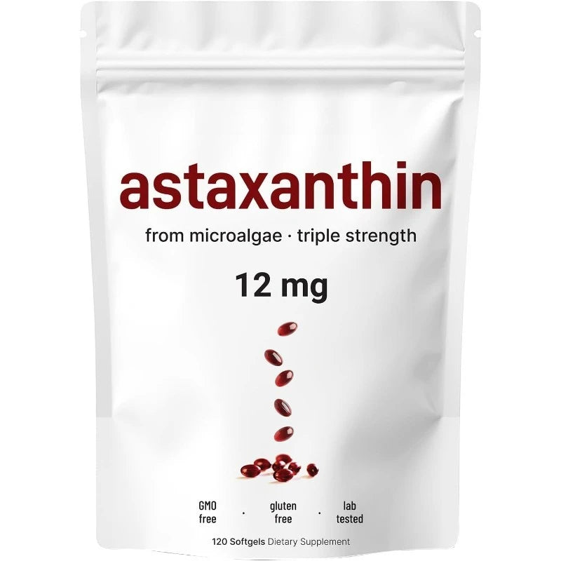 Astaxanthin 12mg Softgels From Plant-Based Microalgae with MCT Oil Dietary Supplement